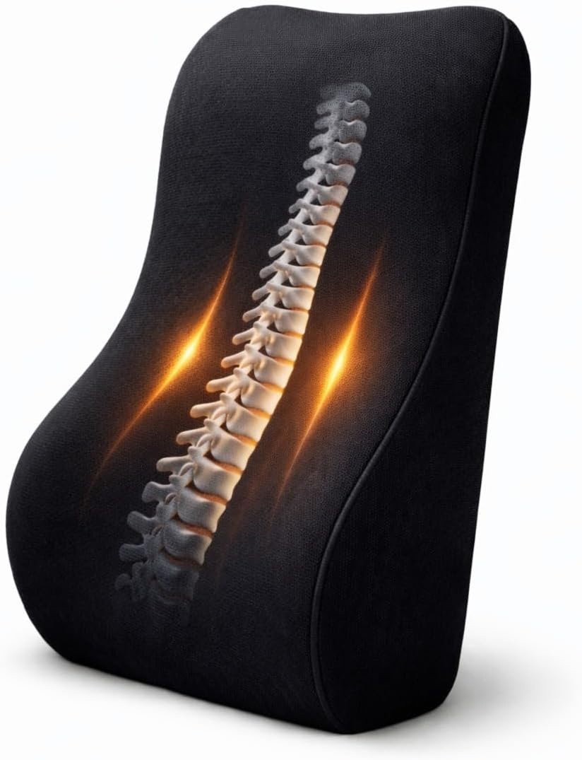 Medium Lumbar Back Support Pillow for Car, Chair Cushions,Back Pain Relief Improve Posture, Single Adjustable Straps