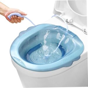 O CARE SITZ Bath for Toilet, Portable Over The Toilet Sitz Bath with Flusher, Sitz Bath for Hemorrhoids, Sitz Bath Postpartum for Hemorrhoids Postpartum Private Care (Blue)