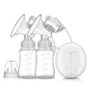 Nyganmelloz Breast Pump Electric Double Breastpumps Safe Milk Storage Bottle Dual Control Milk Suction and Breast Massager Breast Care for Breastfeeding (White)