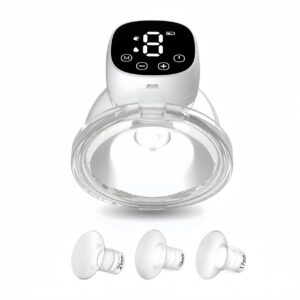 Wearable Electric Breast Pumps with LED Display ,Hands Free Breast Pump, Portable Breastfeeding Pump,Comfortable Flange 17mm, 19mm, 21mm Inserts, 3 Modes & 9 Levels Electric Pump Portable.Fits All