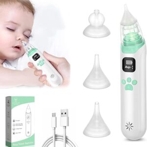O CARE Nasal Aspirator for Baby - Electric Nose Aspirator for Toddler, Baby Nose Sucker, Automatic Nose Cleaner with 3 Silicone Tips, 3 Adjustable Suction Level, Music and Light Soothing Function