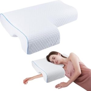 Memory Foam Cuddle Pillow for Couples, Side Sleeper Pillow with Arm Hole, Ergonomic Support for Head, Neck and Arm with Breathable Washable Pillowcase