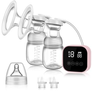 Yostyle Electric Breast Pump, Electric Breast Pump with 4 Modes and 9 Levels of Suction, Portable Double Electric Breast Pump USB Rechargeable, Ultra Quiet, BPA Free (Pink)