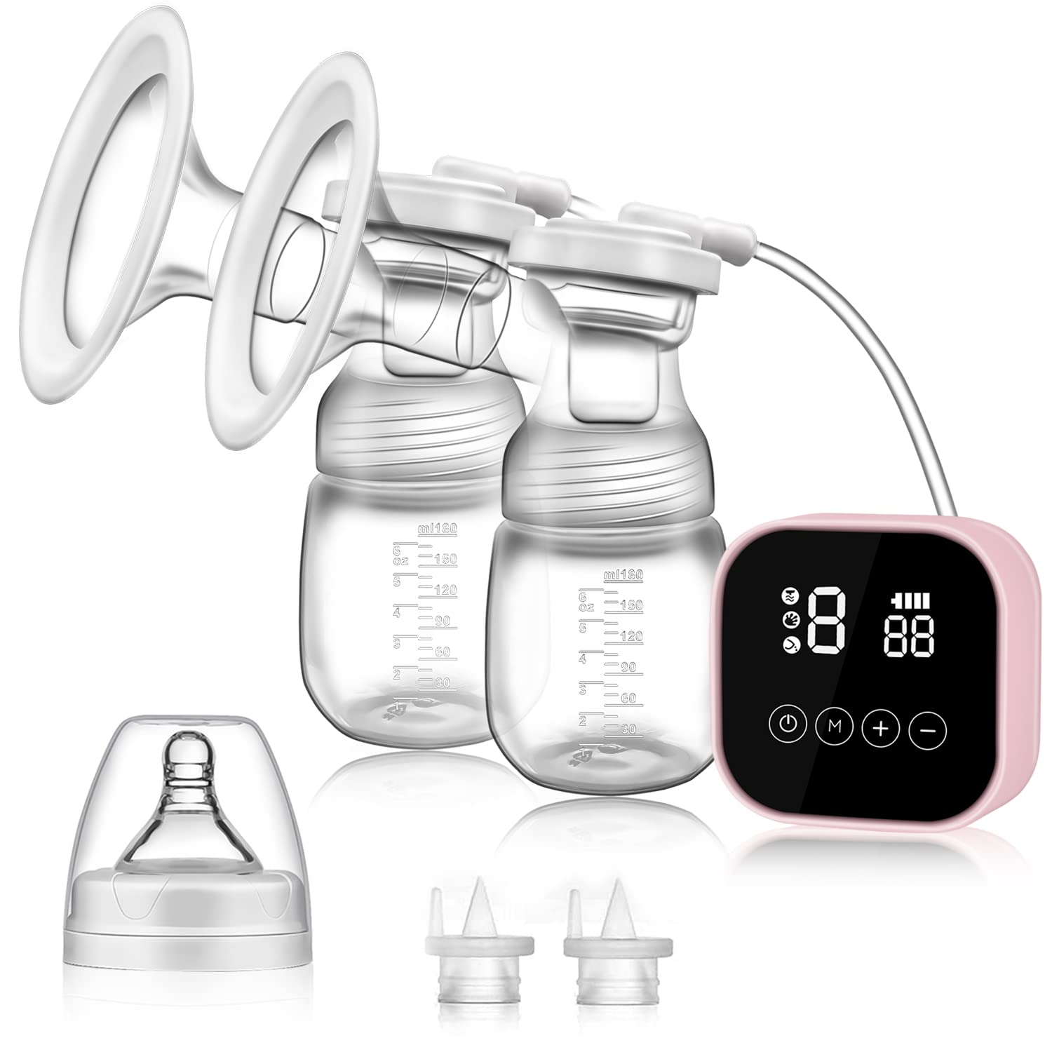Yostyle Electric Breast Pump, Electric Breast Pump with 4 Modes and 9 Levels of Suction, Portable Double Electric Breast Pump USB Rechargeable, Ultra Quiet, BPA Free (Pink)