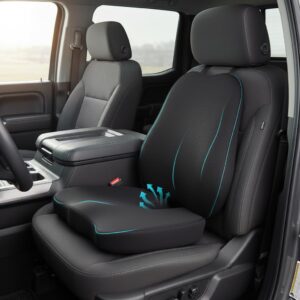Seat Cushions for Office Chairs, Lumbar Support Pillow - Memory Foam with Non-Slip Base, Reduce Tailbone Pressure and Improve Comfort, Office Chair Cushion & Car Seat Pad with Adjustable Straps