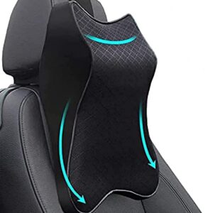 THMINS 1 Pack Car Seat Neck Pillows, Car Headrest Pillow for Neck Pain Relieve & Cervical Support, Neck Rest Cushion Memory Foam Soft Breathable with Hand Washable Mesh & Leather Cover…
