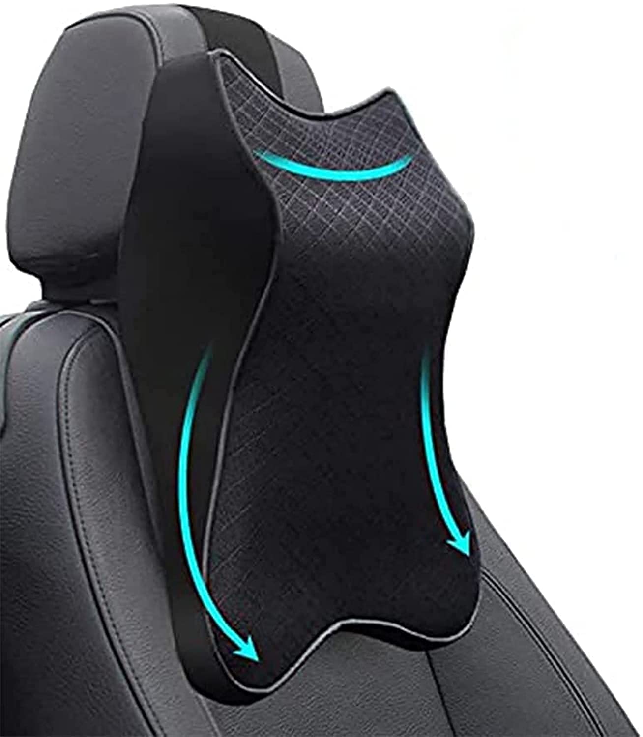 THMINS 1 Pack Car Seat Neck Pillows, Car Headrest Pillow for Neck Pain Relieve & Cervical Support, Neck Rest Cushion Memory Foam Soft Breathable with Hand Washable Mesh & Leather Cover…
