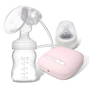 Mumoo Bear Electric Breast Pump, Portable Breast Feeding Pump Nursing Breast Massage With 2 Modes And 9 Suction Levels, Bpa Free Single Breast Milk Pump (Pink)