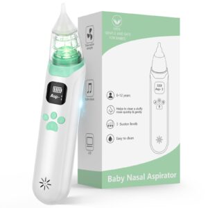 Baby Nasal Aspirator Nose Sucker - Electric Portable Baby Nose Vacuum Cleaner with Adjustable Suction Level 3 Soft Silicone Tips for Newborn Toddler Infant
