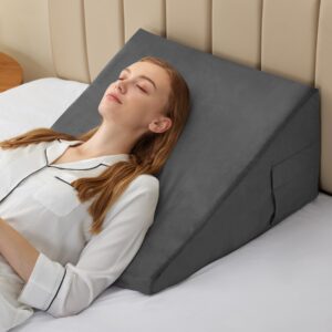 Bedluxe Bed Wedge Pillow for Sleeping, 12 Inch Memory Foam Wedge Pillow Post Surgery, Triangle Pillows Wedge, Elevated Support Pillows for Sleeping, Acid Reflux & Snoring - Removable Washable Cover