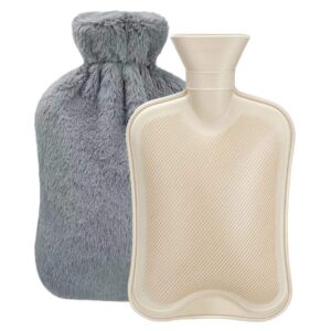 Hot Water Bottle Rubber with Soft Cover (2 Liter) Fythao Hot Water Bag for Cramps, Neck, Shoulders Pain Relief Dark Gray