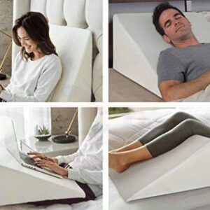 Large Orthopaedic Wedge Pillow for Adults, Acid Reflux, Reduce Snoring Back Neck Leg Pain Heartburn, Maternity Pregnancy Support Quilted/Washable Zip Cover