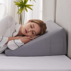 Ruqmuis Bed Wedge Pillow for Sleeping, 10" Wedge Pillows for After Surgery, Soft Memory Foam Top, Triangle Pillow Wedge, Body Positioners for Leg Elevation, Acid Reflux, Gerd, Snoring Relief, Velvet