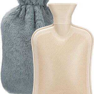 Hot Water Bottle with Cover, 2L Large Capacity, Premium Natural Rubber Hot Water Bag, Soft Fleece Cover - Helps Provide Warmth and Pain Relief, Great Ideal for Parents, Children,1Pcs