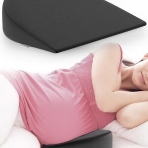FOVERA Pregnancy Pillow for Pregnant Women | Memory Foam Maternity Pillow Wedge for Supporting Belly, Back During Pregnancy - Provides Soft-Support to The Baby Bump (Dark Grey)