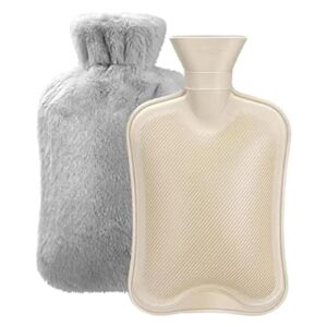 Hot Water Bottle with Soft Cover (2 Liter) Classic Rubber Hot Water Bag for Cramps, Neck, Shoulders Pain Relief, Hot Cold Pack for Hot and Cold Therapy and Feet Warmer, Great Gift for Women and Girls