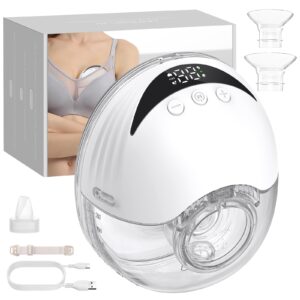 Hands Free Breast Pump - Wearable Breastpump with 4 Mode & 12 Levels, Portable Electric Breast Pump, Strong Suction, Low Noise, 24/21/19mm Flange (1 Pack)