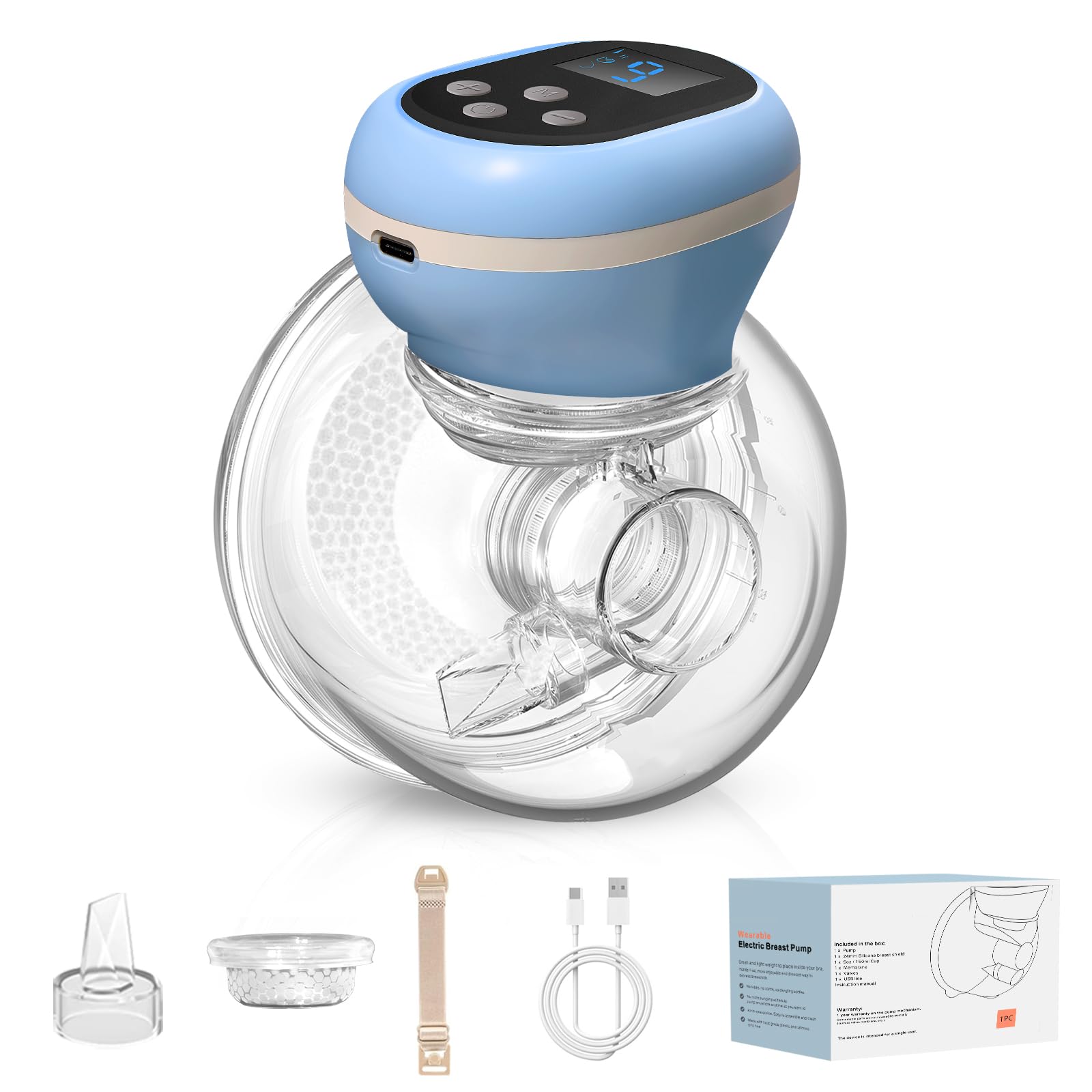Electric Breast Pump, Wearable Electric Breast Pump, High Quality Food Grade Silicone, BPA Free, Portable Breast Pump with Display, Leak-Proof, 3 Modes and 9 Adjustable Levels