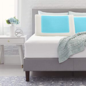 Comfort Revolution Blue Bubble Gel + Memory Foam Pillow, King, White